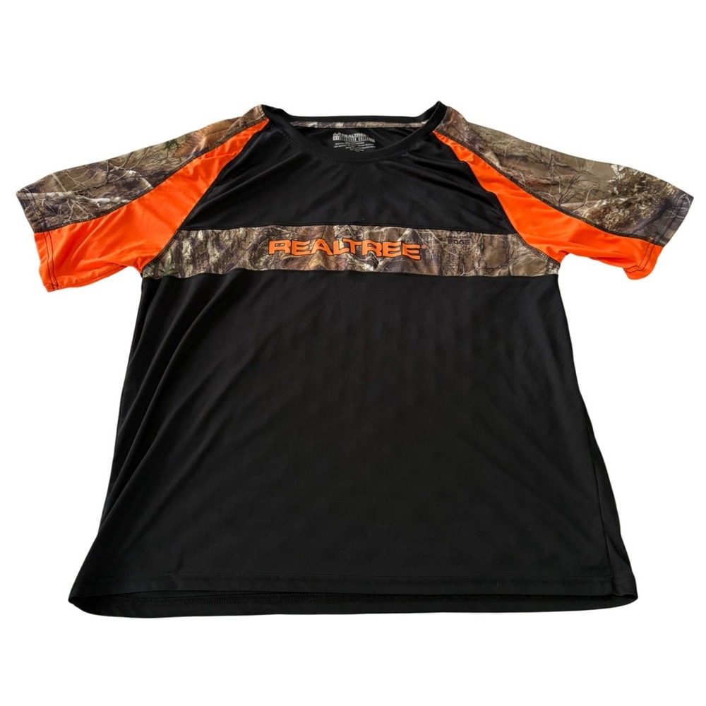 Realtree Staghorn Mens 2XL Camo Hunting Shirt Short Sleeve Blaze‎ Safety Orange